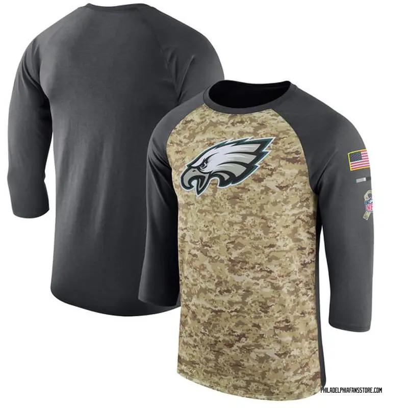 Men's Camo/Anthracite Legend Philadelphia Eagles Salute to Service 2017 Sideline Performance Three-Quarter Sleeve T-Shirt