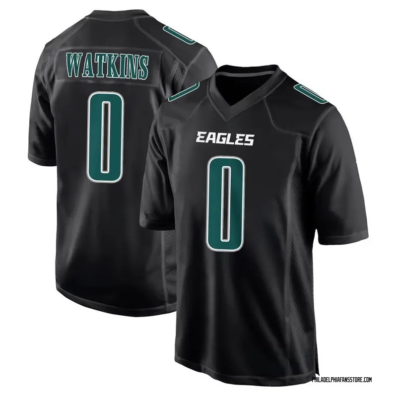 Youth Black Game Quez Watkins Philadelphia Carbon Fashion Jersey